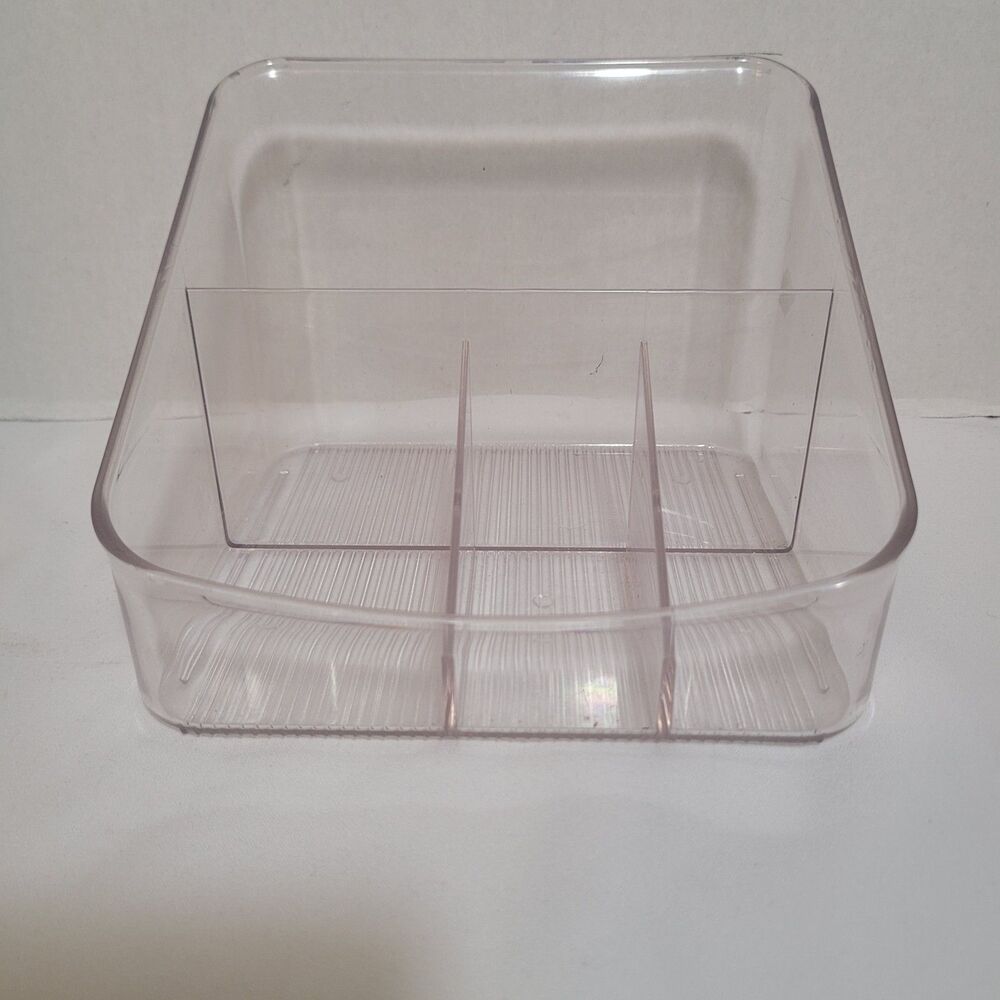 Clear Plastic Makeup Organizer Vanity Storage Bin Divided Cosmetic Container